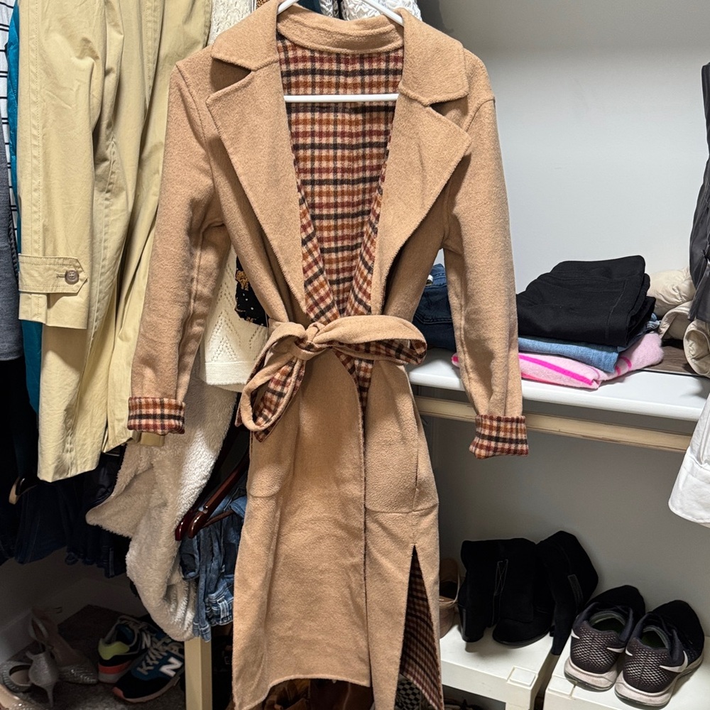 Banana Republic Plaid Wool Coat reversible